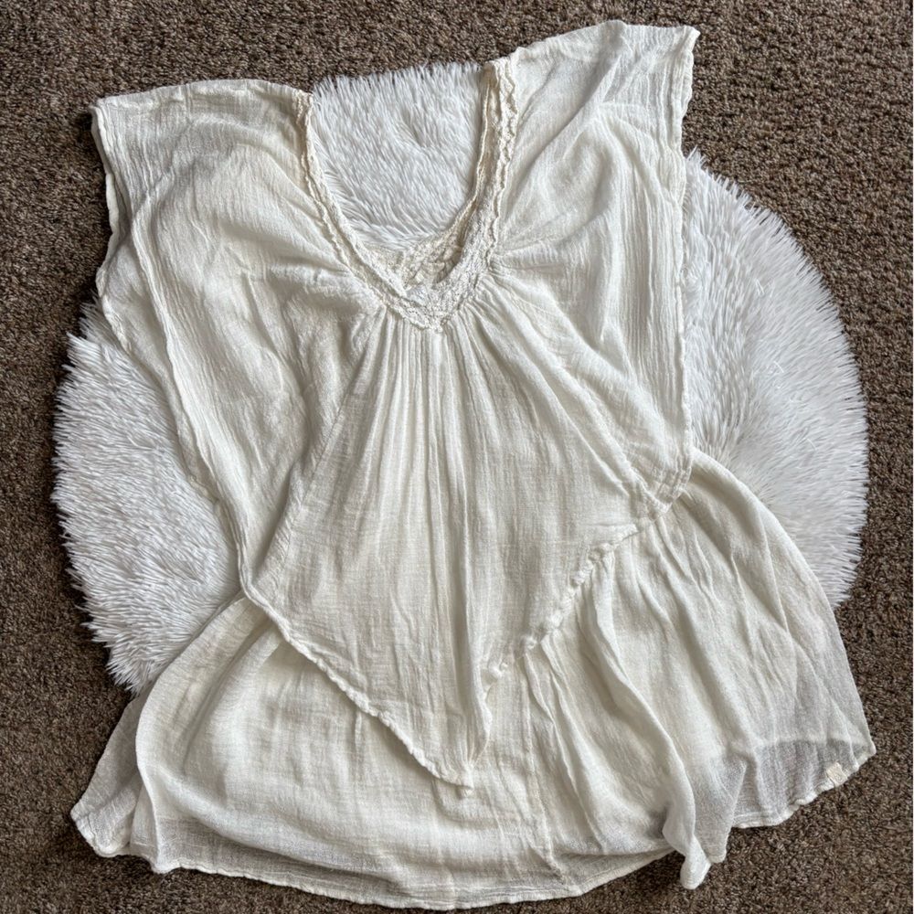 Rip Curl Swimsuit Cover Up‎ Pullover White Sheer Flowy Swim Womens Size Medium